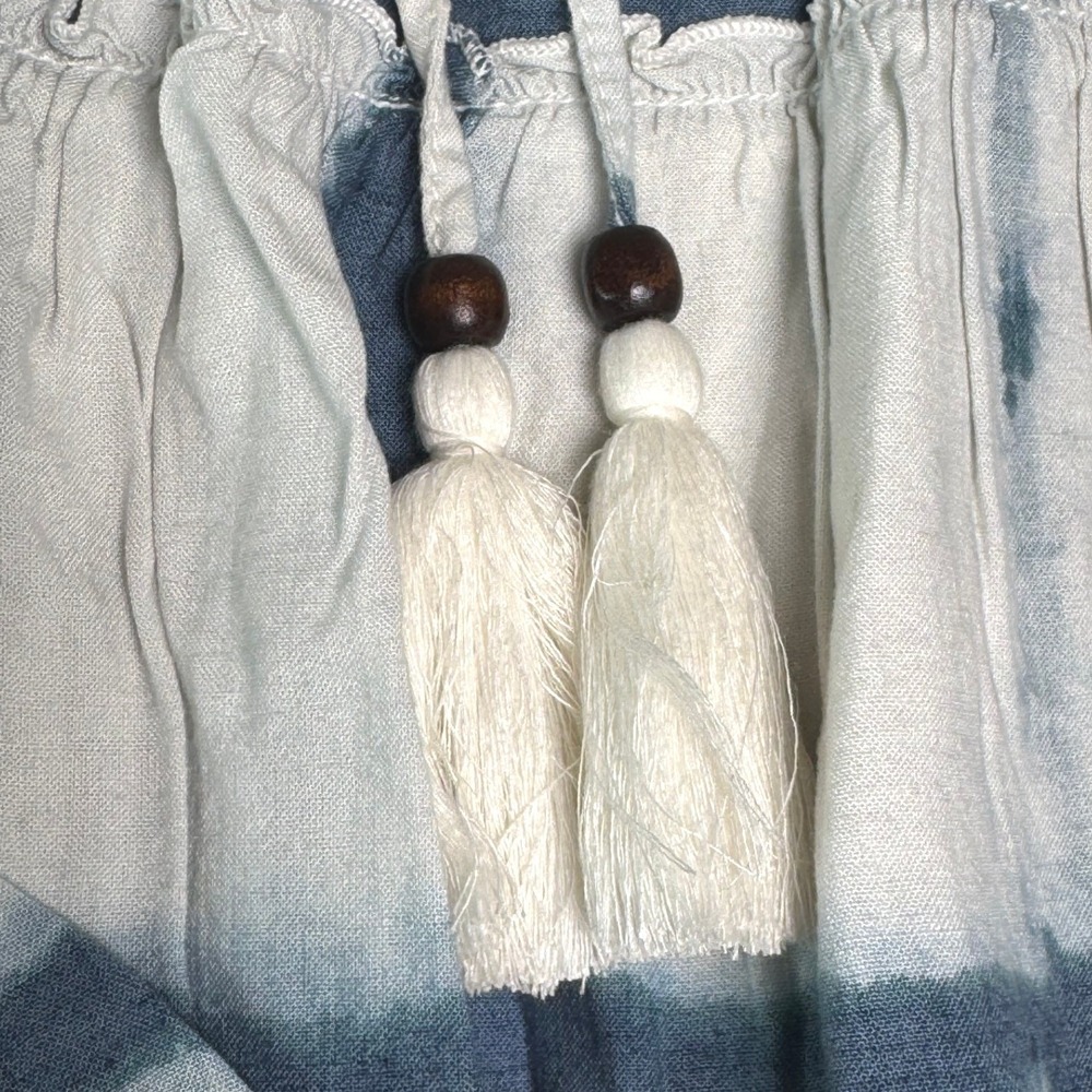 Pilcro Anthropologie Blue Tie Dye Linen Tiered Mini Skirt Small 4120318350010 - Picture 5 of 14